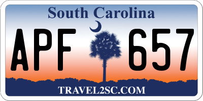 SC license plate APF657