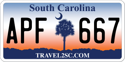 SC license plate APF667