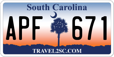 SC license plate APF671
