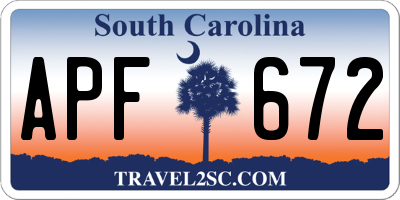 SC license plate APF672
