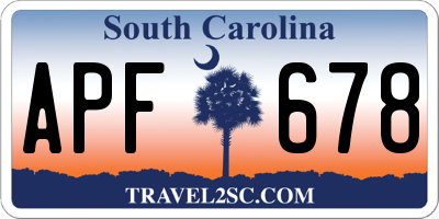 SC license plate APF678