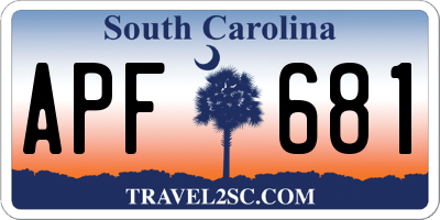 SC license plate APF681