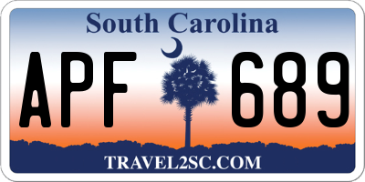 SC license plate APF689