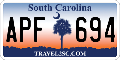 SC license plate APF694