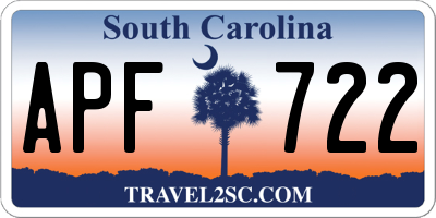 SC license plate APF722