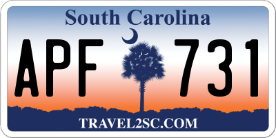 SC license plate APF731