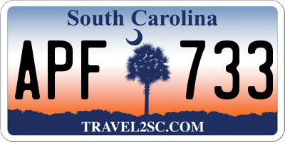 SC license plate APF733