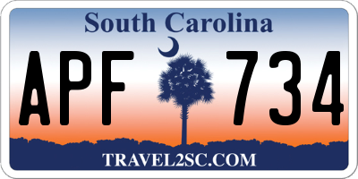 SC license plate APF734