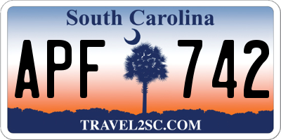 SC license plate APF742