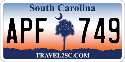 SC license plate APF749