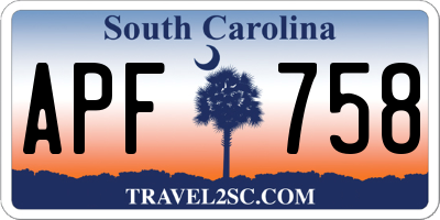 SC license plate APF758