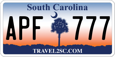 SC license plate APF777