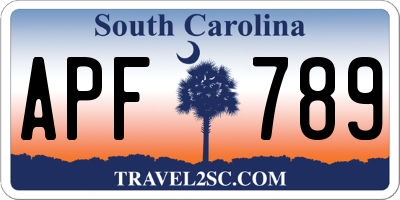 SC license plate APF789