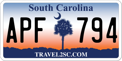 SC license plate APF794