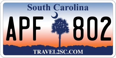 SC license plate APF802