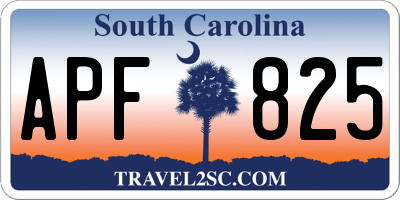 SC license plate APF825