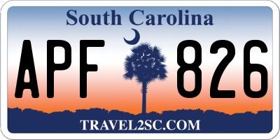 SC license plate APF826
