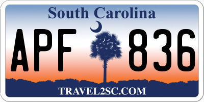 SC license plate APF836