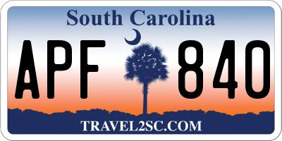 SC license plate APF840