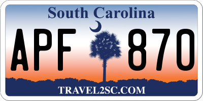 SC license plate APF870