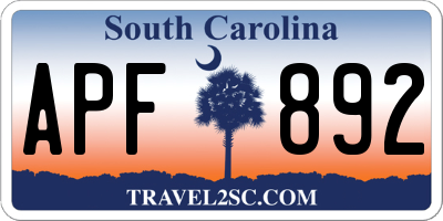 SC license plate APF892