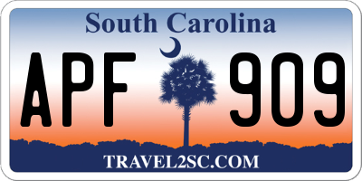 SC license plate APF909