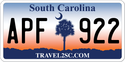 SC license plate APF922