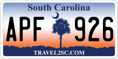 SC license plate APF926