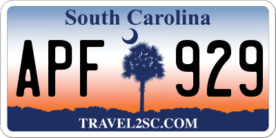 SC license plate APF929
