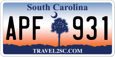 SC license plate APF931