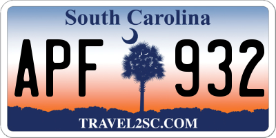 SC license plate APF932