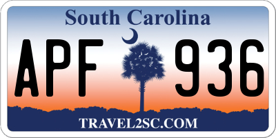 SC license plate APF936