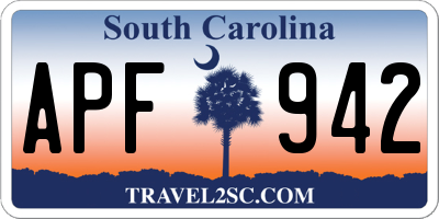 SC license plate APF942