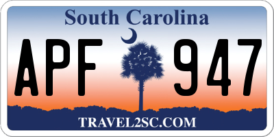 SC license plate APF947