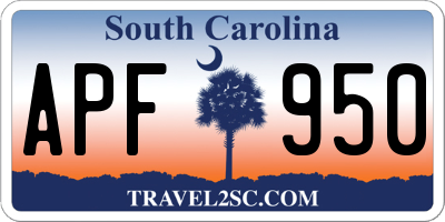 SC license plate APF950