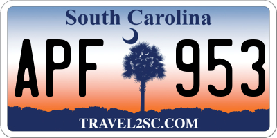 SC license plate APF953
