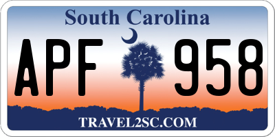 SC license plate APF958