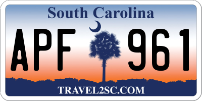 SC license plate APF961