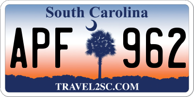 SC license plate APF962