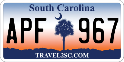 SC license plate APF967