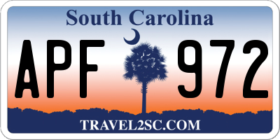 SC license plate APF972