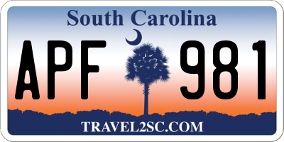 SC license plate APF981
