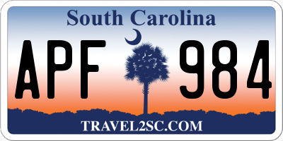 SC license plate APF984