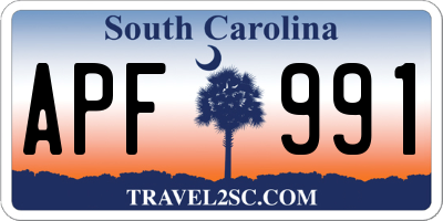 SC license plate APF991