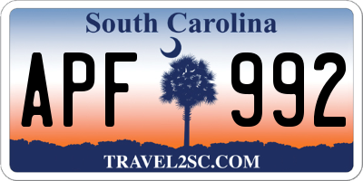 SC license plate APF992