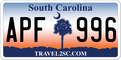 SC license plate APF996