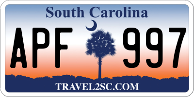 SC license plate APF997