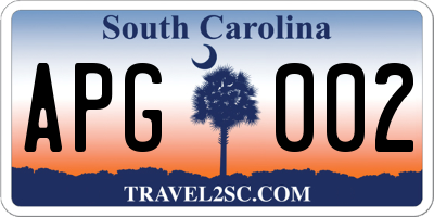 SC license plate APG002