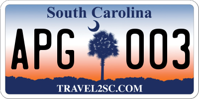 SC license plate APG003