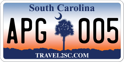 SC license plate APG005